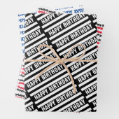 Happy Birthday Grafik Muster Geschenkpapier Set (Beispiel)