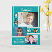 Happy Birthday Grandad Türkis Foto Karte (Gelbe Blume)