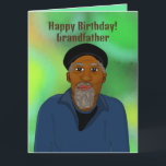 Happy Birthday Granddad Afroamerikaner Karte<br><div class="desc">Diese coole Geburtstagskarte ist mit einem afroamerikanischen Männchen in einem blauen Shirt und einer Kappe ausgestattet. Holen Sie sich diese Karte für Ihren verdienten Großvater,  um Ihre Wertschätzung zu zeigen.</div>