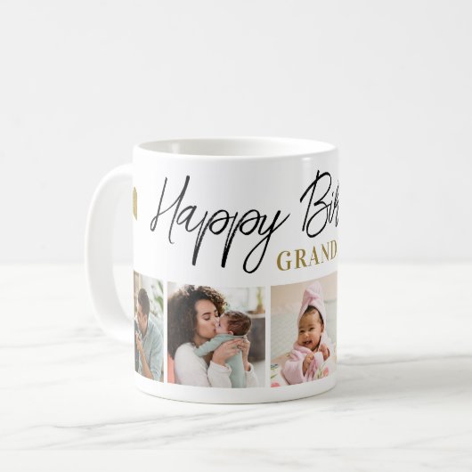 Happy Birthday Grandma 5 Photo Collage Keepsake  Kaffeetasse (Vorderseite Links)