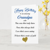 Happy Birthday Grandpa Blue Black Typografy Card Karte (Gelbe Blume)