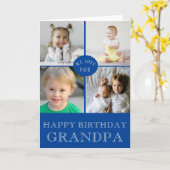 Happy Birthday Grandpa Blue Foto Collage Card Karte (Gelbe Blume)