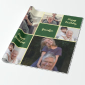 Happy Birthday Grandpa Custom Photo Collage Geschenkpapier (Ungerollt)