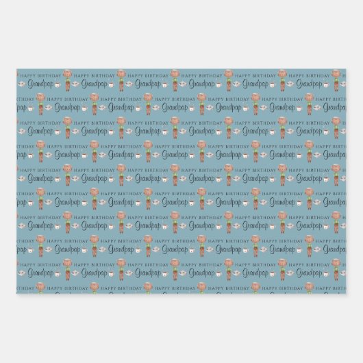 Happy Birthday Grandpap Wrapping Paper Sheets Geschenkpapier Set (Vorderseite 2)