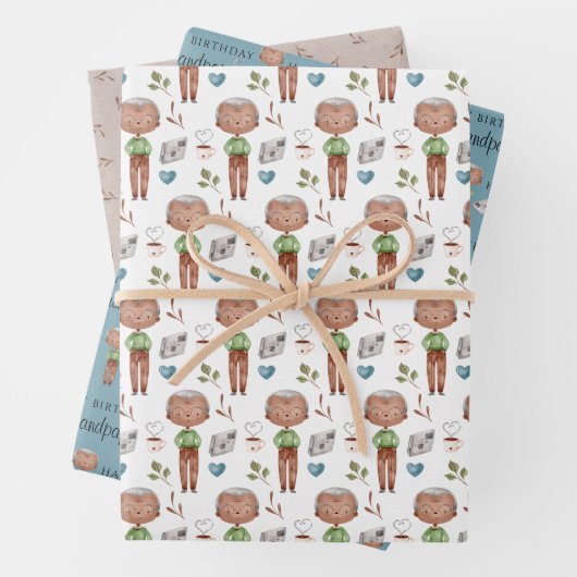 Happy Birthday Grandpap Wrapping Paper Sheets Geschenkpapier Set (Beispiel)