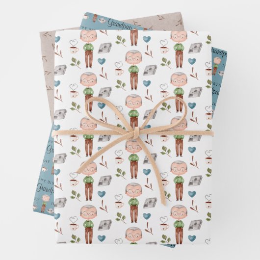 Happy Birthday Grandpap Wrapping Paper Sheets Geschenkpapier Set (Beispiel)