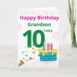 Happy Birthday Grandson - 10 Heute Karte<br><div class="desc">Eine schöne Karte für Ihren Enkel an seinem 10. Geburtstag.</div>