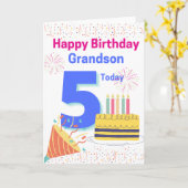 Happy Birthday Grandson - 5 Heute Karte (Gelbe Blume)