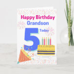 Happy Birthday Grandson - 5 Heute Karte<br><div class="desc">Eine niedliche 5. Geburtstagskarte für Ihren Grandson an seinem besonderen Tag.</div>