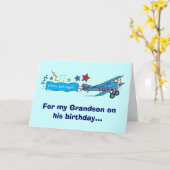 Happy Birthday Grandson Airplane Karte (Gelbe Blume)