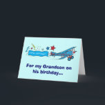 Happy Birthday Grandson Airplane Karte<br><div class="desc">Dieses Design hat ein Zweiflugzeug. Für passende Artikel geben Sie "pinguincornerstore biplane" in die Zazzle Suche Bar.</div>