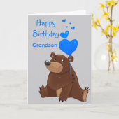Happy Birthday Grandson Balloon  Bear Karte (Gelbe Blume)