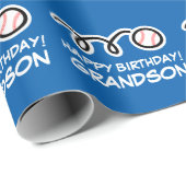 Happy Birthday Grandson Baseball Packpapier (Rolleneckpunkt)