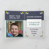 Happy Birthday Grandson Besttag Foto Name grau Karte (Innenseite)