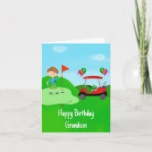 Happy Birthday Grandson Boy Golfer auf Golfplatz Karte (Vorderseite)