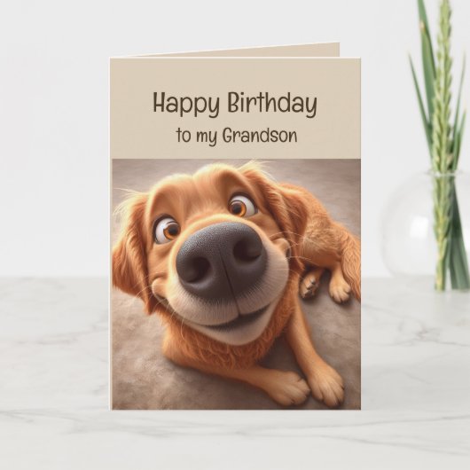 Happy Birthday Grandson Fun Silly Dog Karte (Vorderseite)