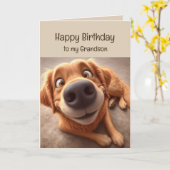 Happy Birthday Grandson Fun Silly Dog Karte (Gelbe Blume)