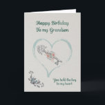 Happy Birthday Grandson Karte<br><div class="desc">Eine hübsche Karte mit einem Vintagen Look mit einem Schlüssel mit Blume und Laub,  umgeben von einem Herzen. Du hältst den Schlüssel zu meinem Herzen ist das Gefühl,  das auf der zeitlosen Karte ausgedrückt wird.</div>