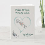 Happy Birthday Grandson Karte<br><div class="desc">Eine hübsche Karte mit einem Vintagen Look mit einem Schlüssel mit Blume und Laub,  umgeben von einem Herzen. Du hältst den Schlüssel zu meinem Herzen ist das Gefühl,  das auf der zeitlosen Karte ausgedrückt wird.</div>