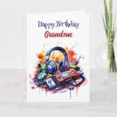 Happy Birthday Grandson | Videospiel Karte (Vorderseite)