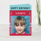 Happy Birthday Grandtochter Name Foto rot Karte (Vorderseite)