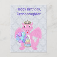 Happy Birthday Grandtochter, Pink Baby Dragon