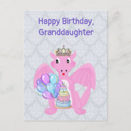 Happy Birthday Grandtochter, Pink Baby Dragon Feiertagspostkarte