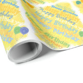 Happy Birthday Graphic (gelb) Geschenkpapier (Rolleneckpunkt)