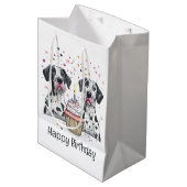 Happy Birthday Great Dane Hunde Cupcake Mittlere Geschenktüte (Vorderseite Schrägansicht)
