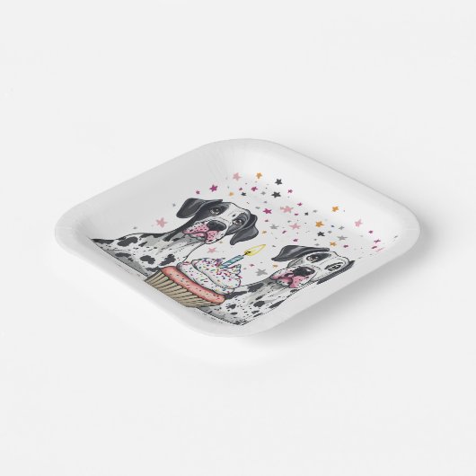 Happy Birthday Great Dane Hunde Cupcake Pappteller (Gewinkelt)