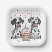 Happy Birthday Great Dane Hunde Cupcake Pappteller (Vorderseite)