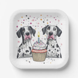 Happy Birthday Great Dane Hunde Cupcake Pappteller