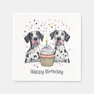 Happy Birthday Great Dane Hunde Cupcake Serviette