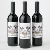 Happy Birthday Great Dane Hunde Cupcake Weinetikett (Flaschen)