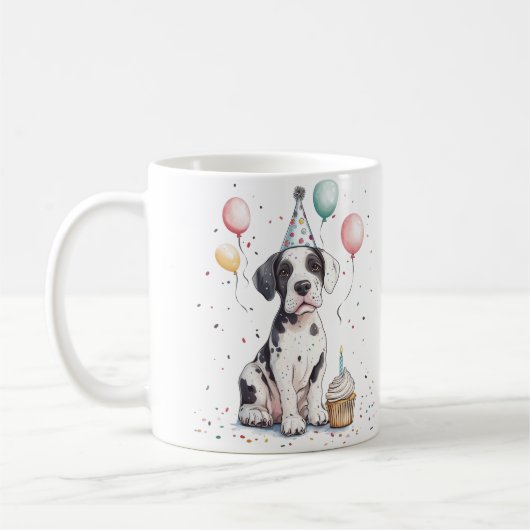 Happy Birthday Great Dane Puppy Cupcake Kaffeetasse (Links)