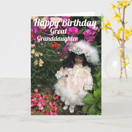 Happy Birthday great granddaughter Black doll Card Karte (Gelbe Blume)