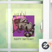 Happy Birthday Greedy Raccoon Cake Cartoon Fensteraufkleber (Zuhause)