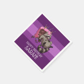Happy Birthday Greedy Raccoon Cake Cartoon Serviette (Ecke)