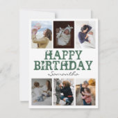 Happy Birthday Green 6 Foto Collage Grußkarte (Vorderseite)