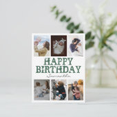 Happy Birthday Green 6 Foto Collage Grußkarte (Stehend Vorderseite)