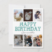 Happy Birthday Green 6 Foto Collage Grußkarte (Vorderseite)