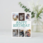 Happy Birthday Green 6 Foto Collage Grußkarte (Stehend Vorderseite)