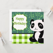 Happy Birthday Green Bamboo Panda Karte (Vorderseite/Rückseite Beispiel)