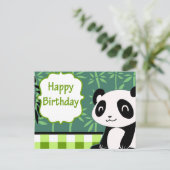 Happy Birthday Green Bamboo Panda Postkarte (Stehend Vorderseite)