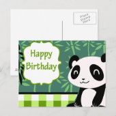 Happy Birthday Green Bamboo Panda Postkarte (Vorne/Hinten)