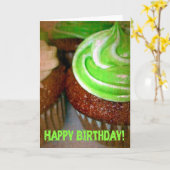 Happy Birthday Green Cupcake Karte (Gelbe Blume)