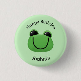 Happy Birthday Green Frog Button