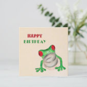 Happy Birthday Green Frog Gruß Karte (Stehend Vorderseite)