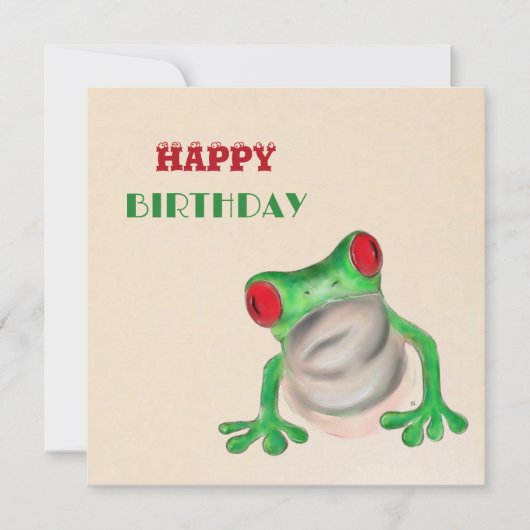 Happy Birthday Green Frog Gruß Karte (Vorderseite)