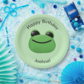 Happy Birthday Green Frog Party Plate Pappteller (Party)